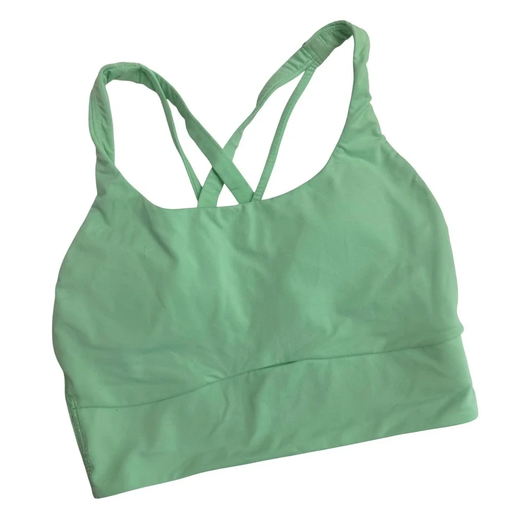 Lululemon Energy Bra Longline‎ XXS Mint Green Strappy Back Sports Bra